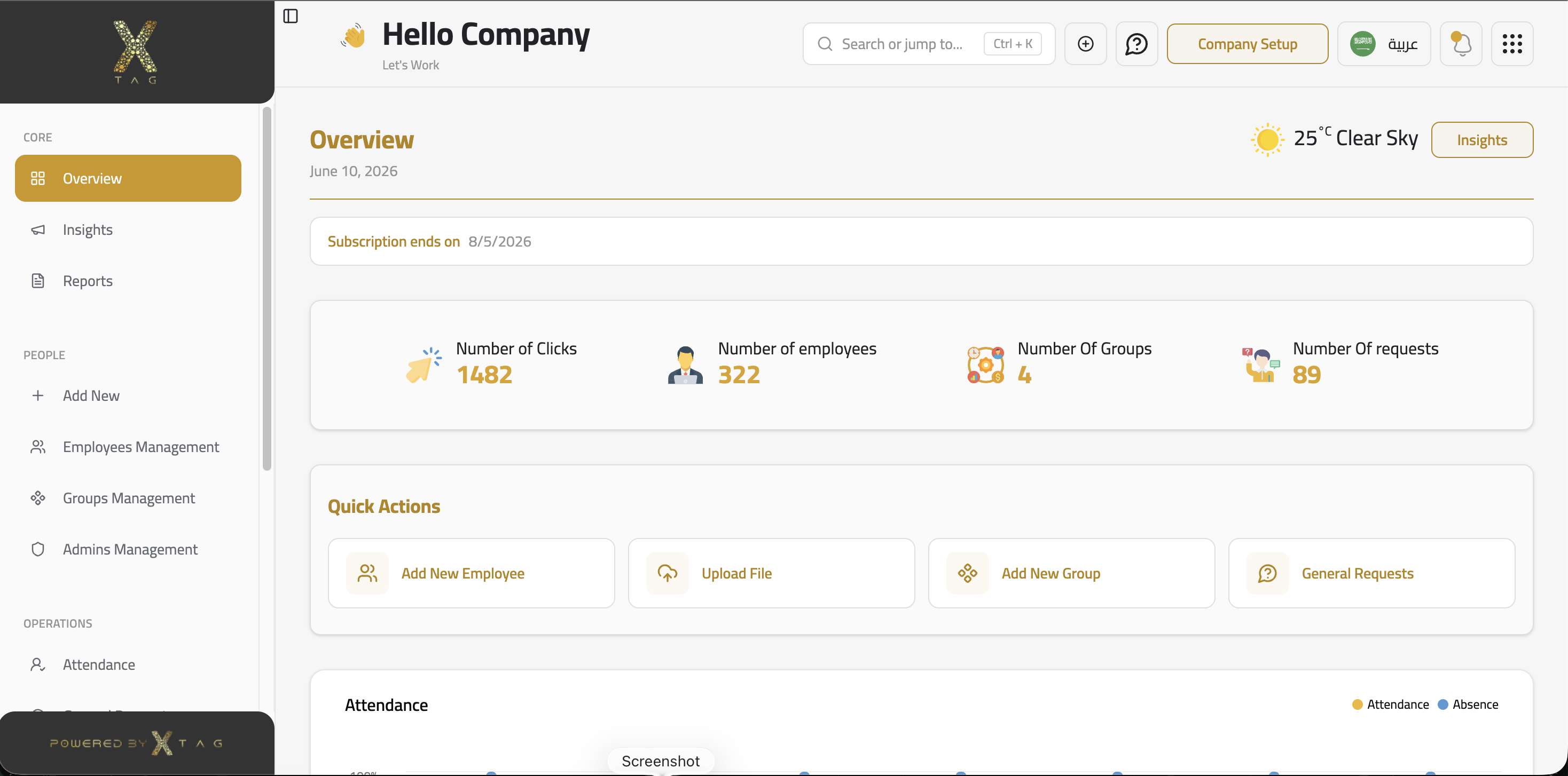 X TAG analytics dashboard preview